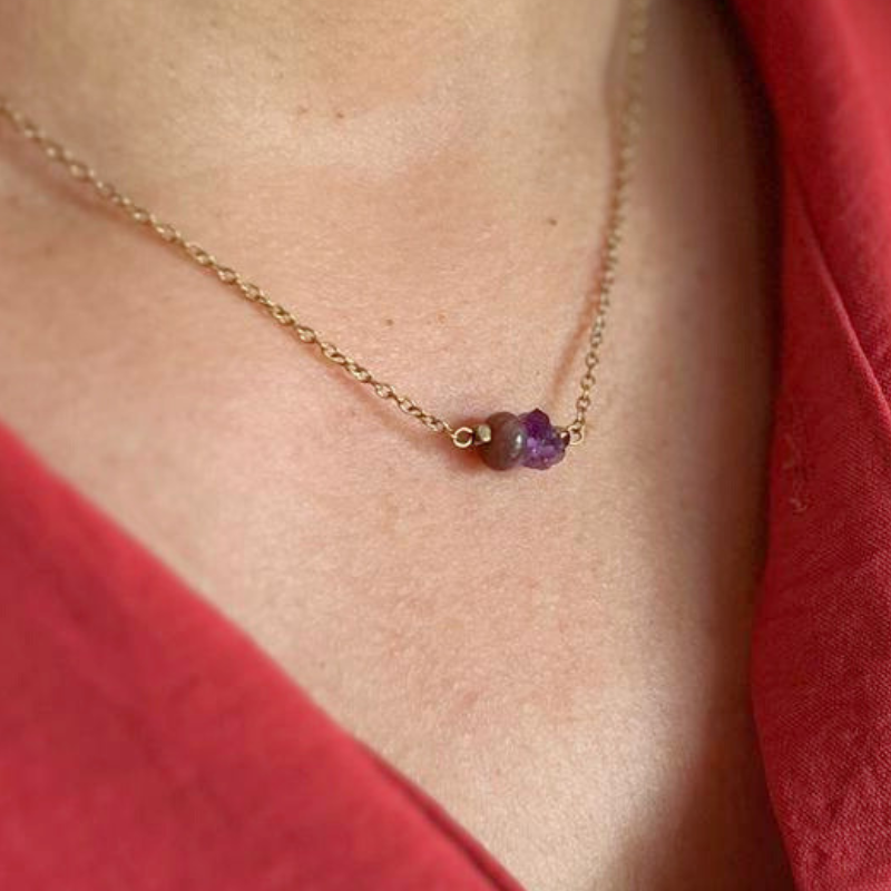 Agaat en amethist ketting