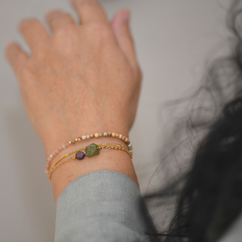 Zonnesteen en jaspis armband