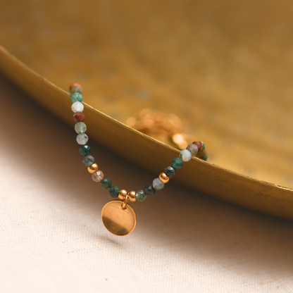 Agaat armband met letter en natuurlijke edelstenen