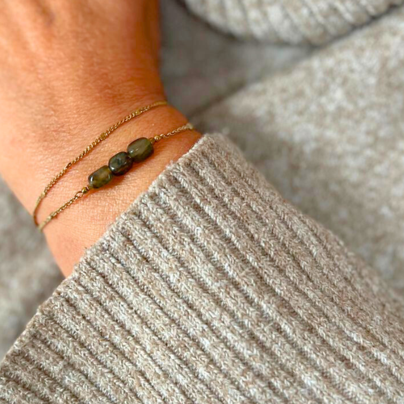 Armband labradoriet goud