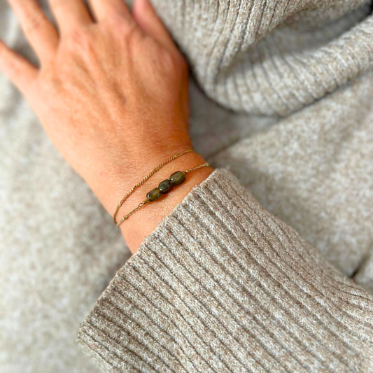 Armband labradoriet goud