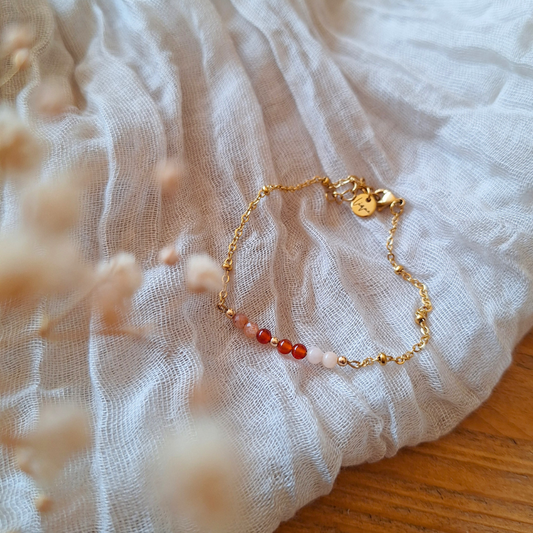 Zonnesteen en carneool armband