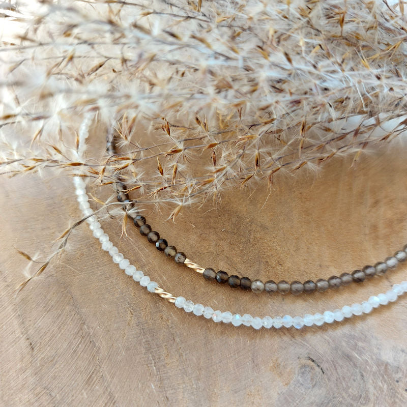 armbanden maansteen en rookkwarts
