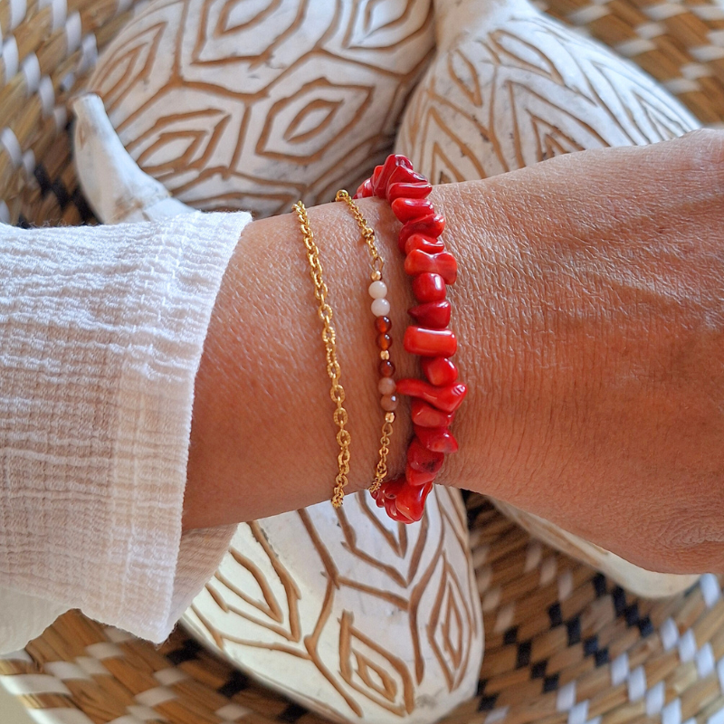 Zonnesteen en carneool armband