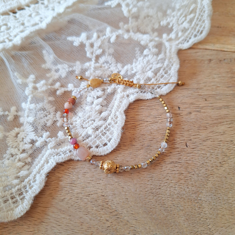 maansteen rutielkwarts armband boho handgemaakt
