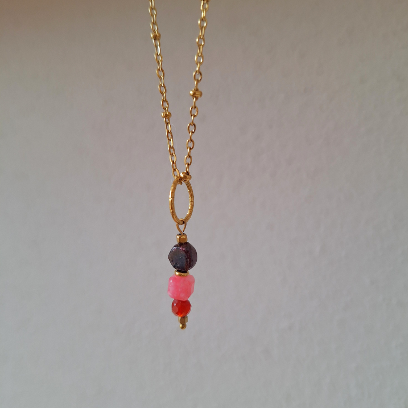 Carneool, agaat en granaat edelsteen ketting handgemaakt