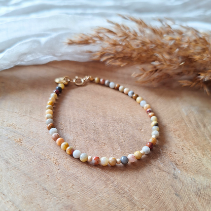 Crazy lace agaat armband goldfilled - Label Lique