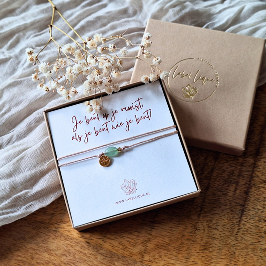 Edelsteen cadeau kaart aventurijn goud - Label Lique