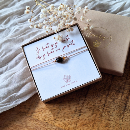 Edelsteen cadeau kaart tijgeroog goud - Label Lique