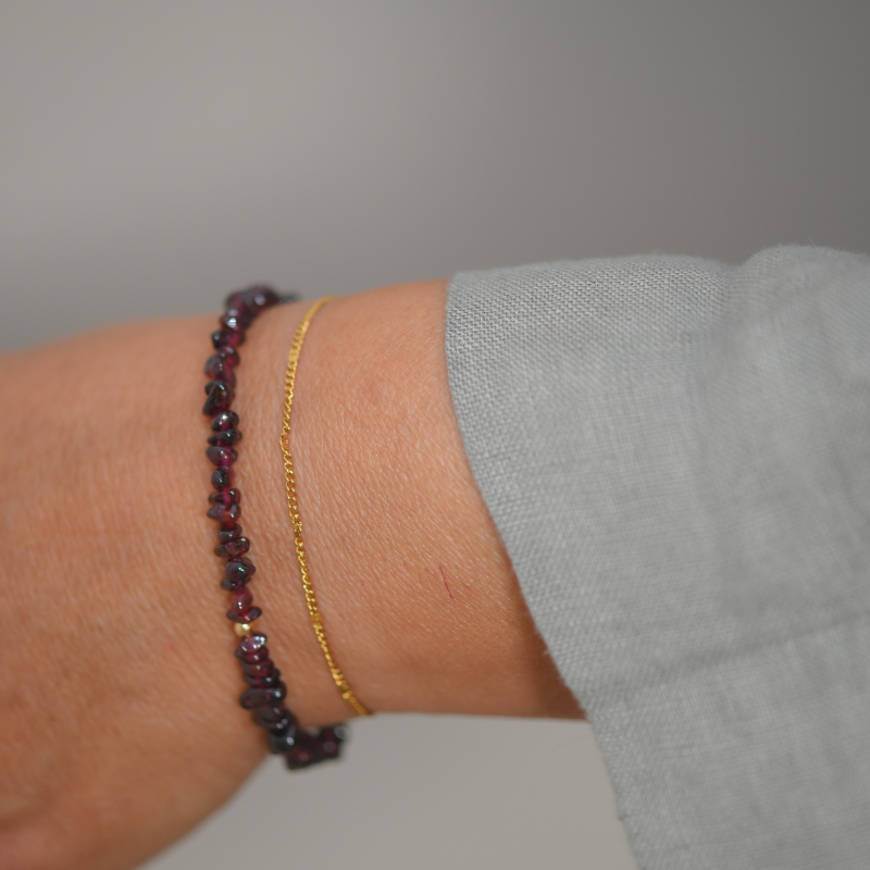 Granaat armband goldfilled