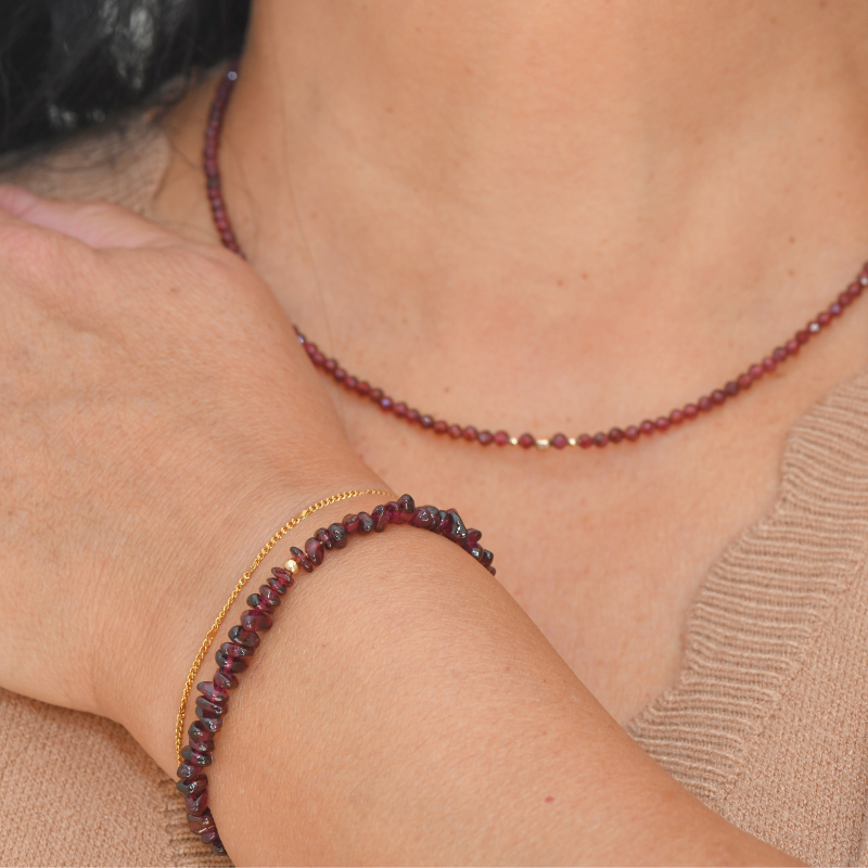 Granaat armband goldfilled