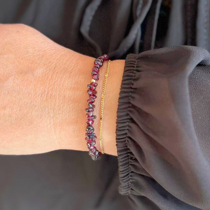 Granaat armband goldfilled