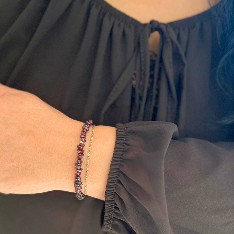 Granaat armband goldfilled