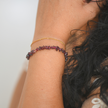 Granaat armband goldfilled