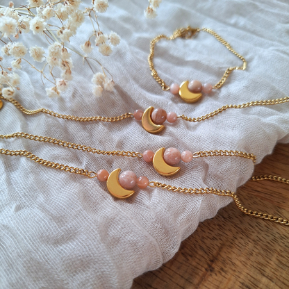 Maansteen armband goud
