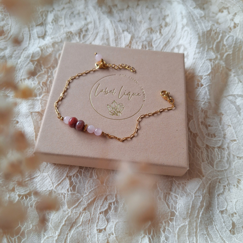 armband rozenkwarts en agaat