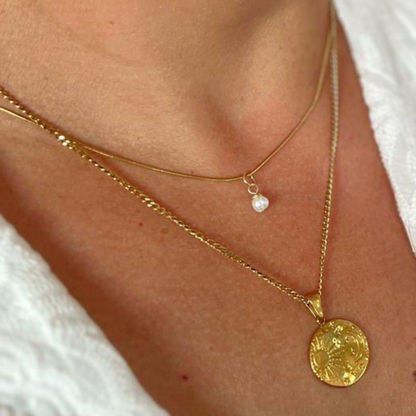 zoetwaterparel bedel gold filled ketting om de hals
