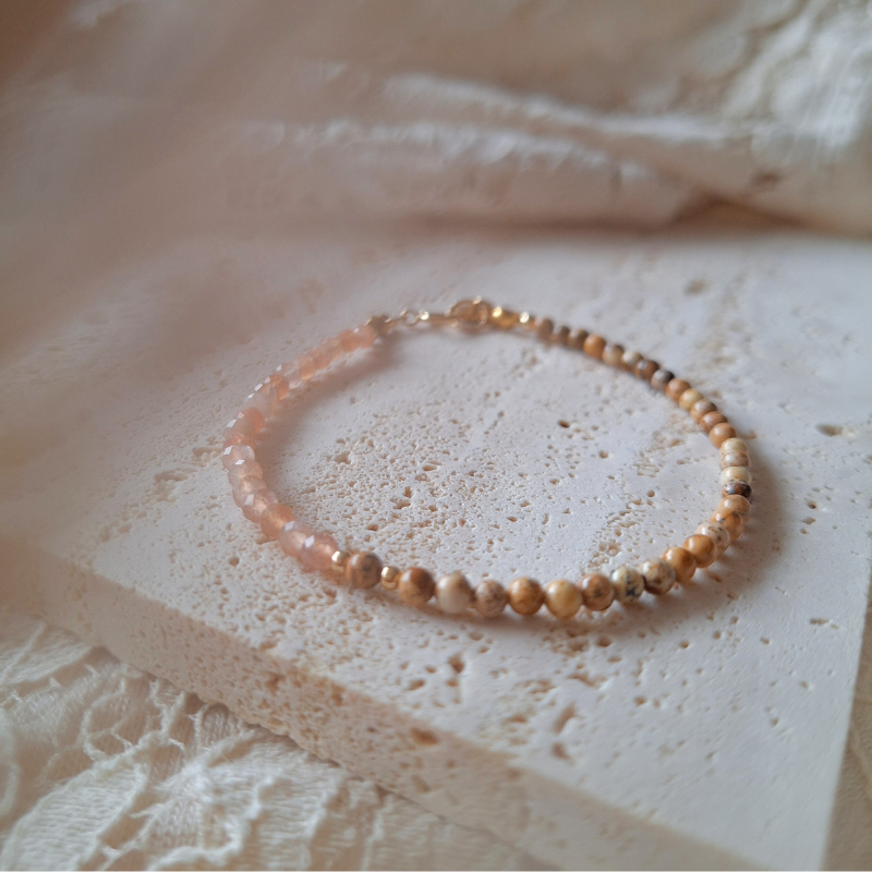 Zonnesteen en jaspis armband