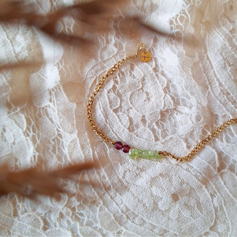 Granaat armband met peridoot