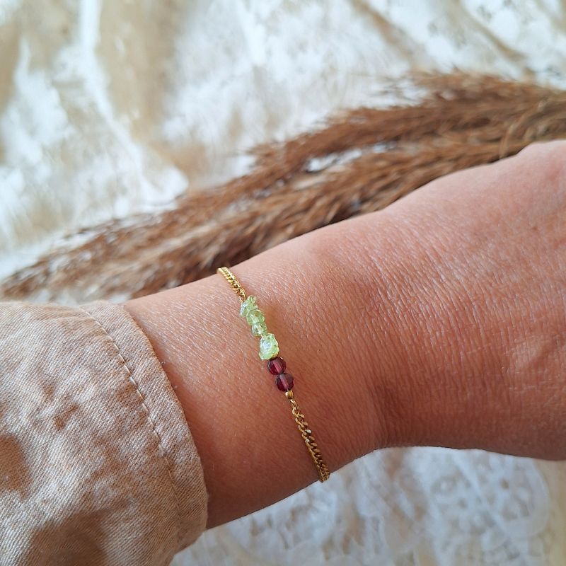Granaat armband met peridoot